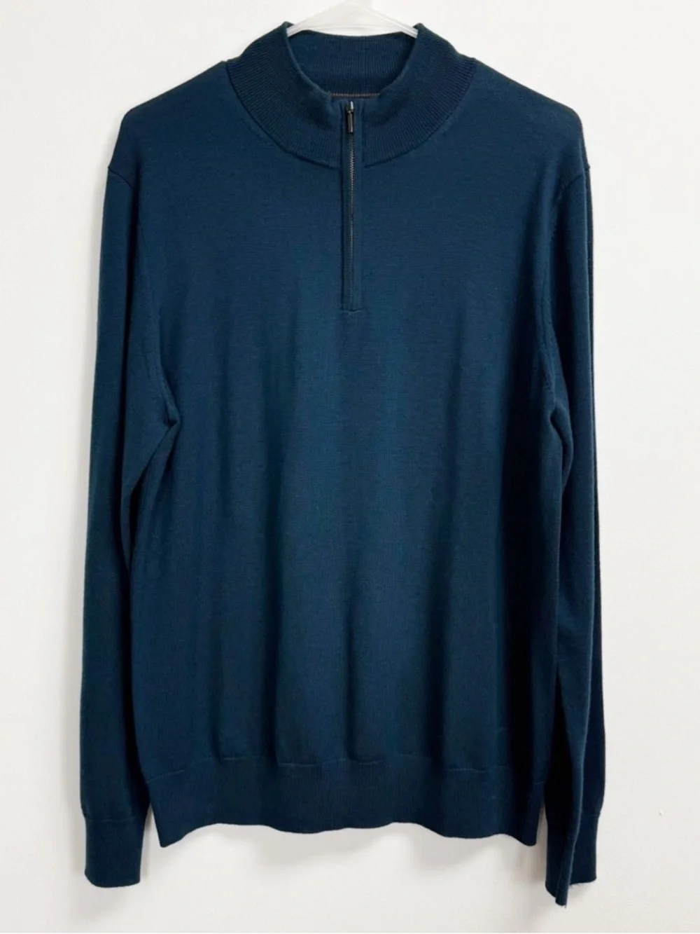 Charles Tyrwhitt Pure Merino Wool Quarter Zip Sweater Mens Medium Blue